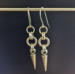 Spike Dangle Earrings Handmade Stainless Steel Chainmaille
